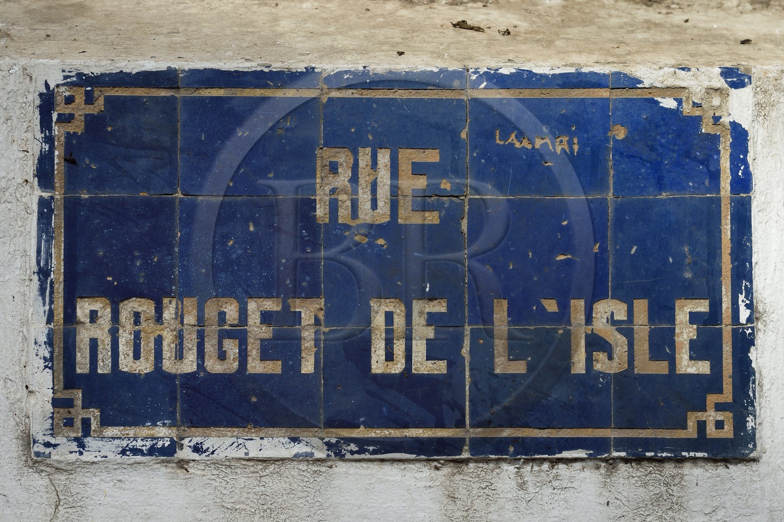 Maroc, Casablanca, plaque de rue datant de l'époque française