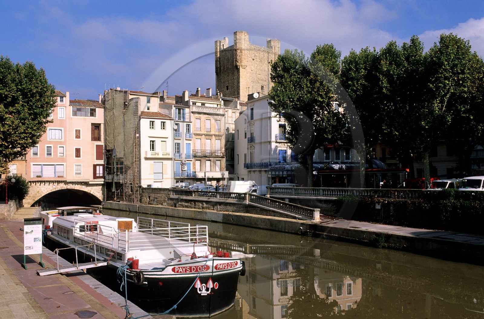 France, Aude, Narbonne, Canal de la Robine in the city centre