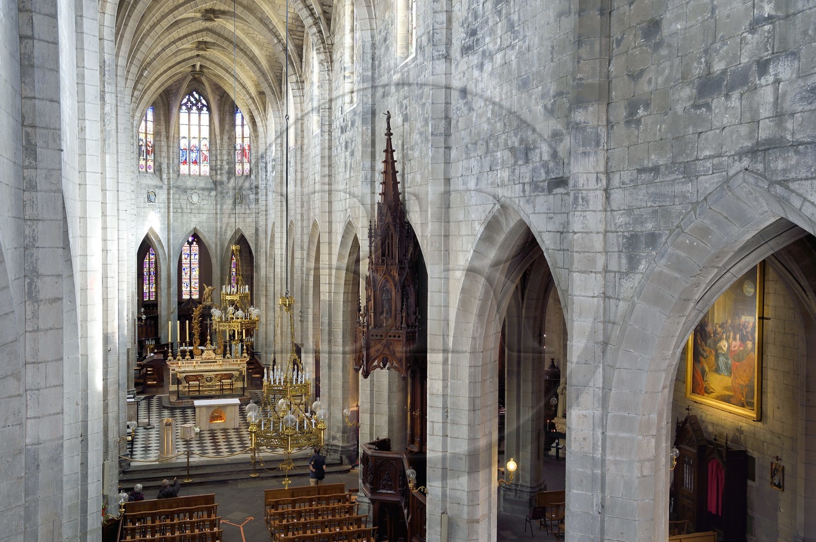 France, Cantal (15), Saint-Flour, cathédrale Saint-Pierre construite en pierre volcanique