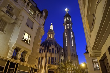 France, Allier (03), Vichy, Notre Dame des Malades (Our Lady of the Sick) church and Saint Blaise church in art Deco style by architects Antoine Chanet and Jean Lioger