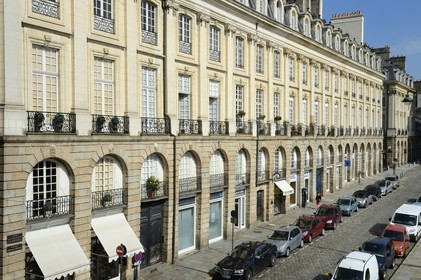 France, Ille-et-Vilaine (35), Rennes, immeubles bordant la place du Parlement de Bretagne