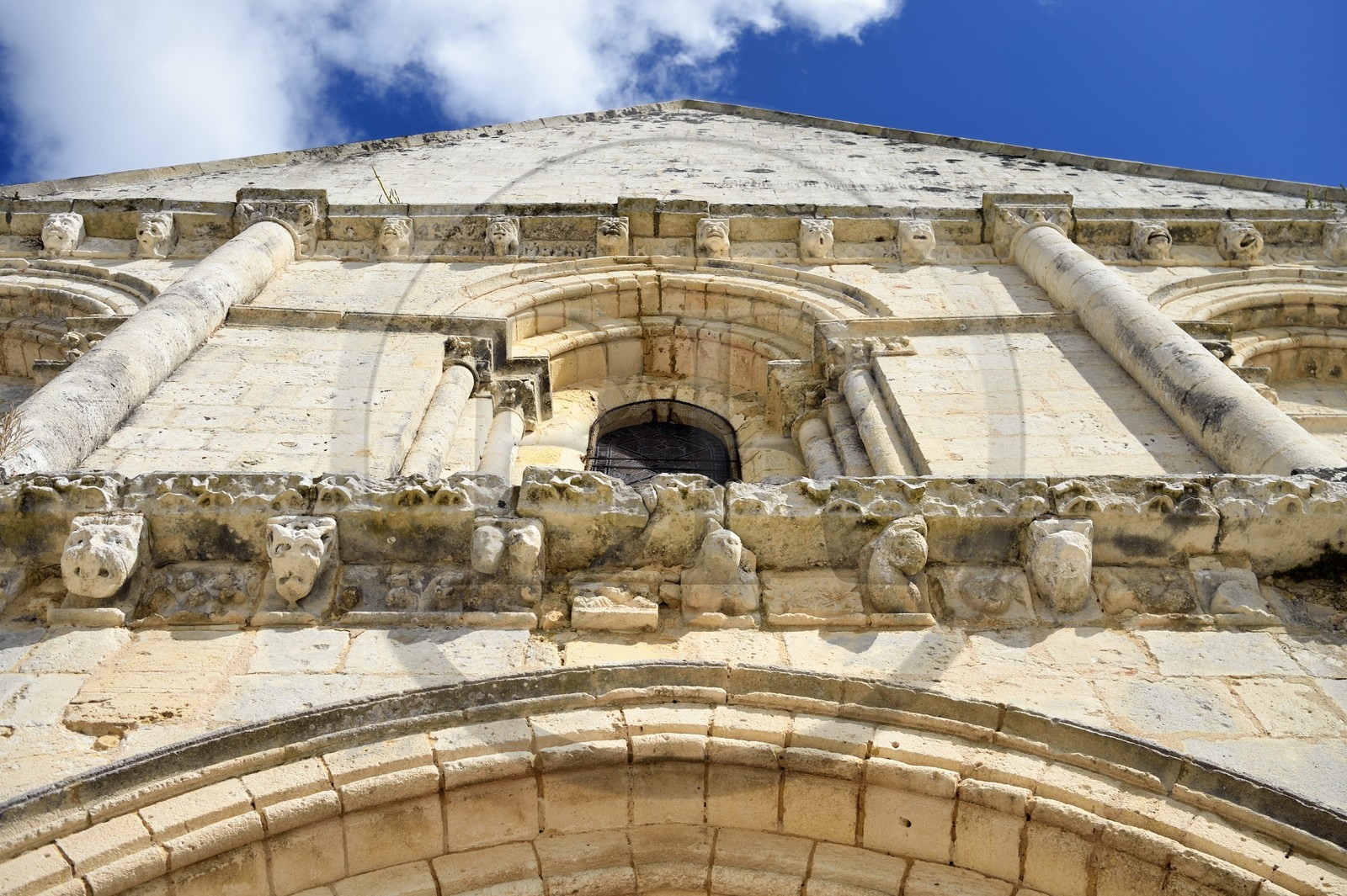 France, Charente-Maritime, Saintonge, Saint Savinien, labeled stones and water villages, Romanesque style Saint-Savinien church built between the 12th and 13th centuries