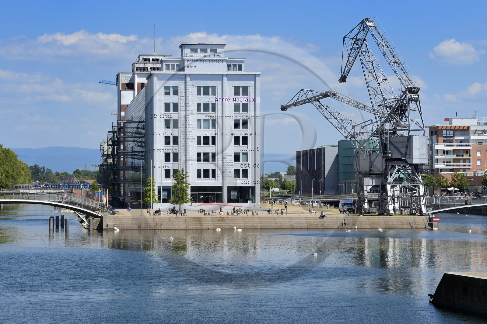 France, Bas Rhin, Strasbourg, development of port du Rhin (Rhine's harbour) and conversion of breakwater of Bassin d'Austerlitz, la mediatheque Andre Malraux (Andre Malraux' multimedia library)