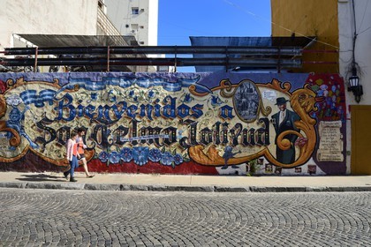 Argentina, Buenos Aires, San Telmo district, murals from the pasaje de San Lorenzo