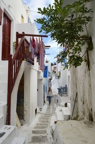 Grèce, Les Cyclades, mer Égée, île de Mykonos, Chora (Mykonos town), dans les ruelles de la vieille ville