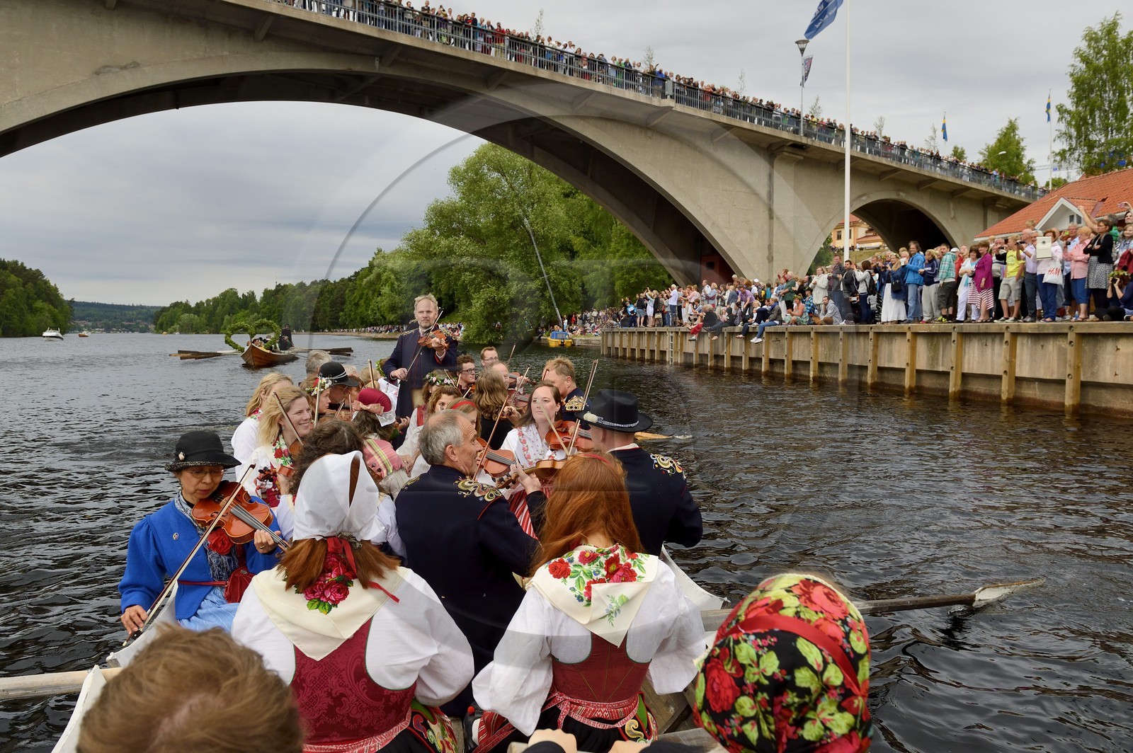 Sweden, Dalarna County, Leksand, the most popular in Sweden midsummer celebrations, transfer in the old church Boats on Lake Siljan