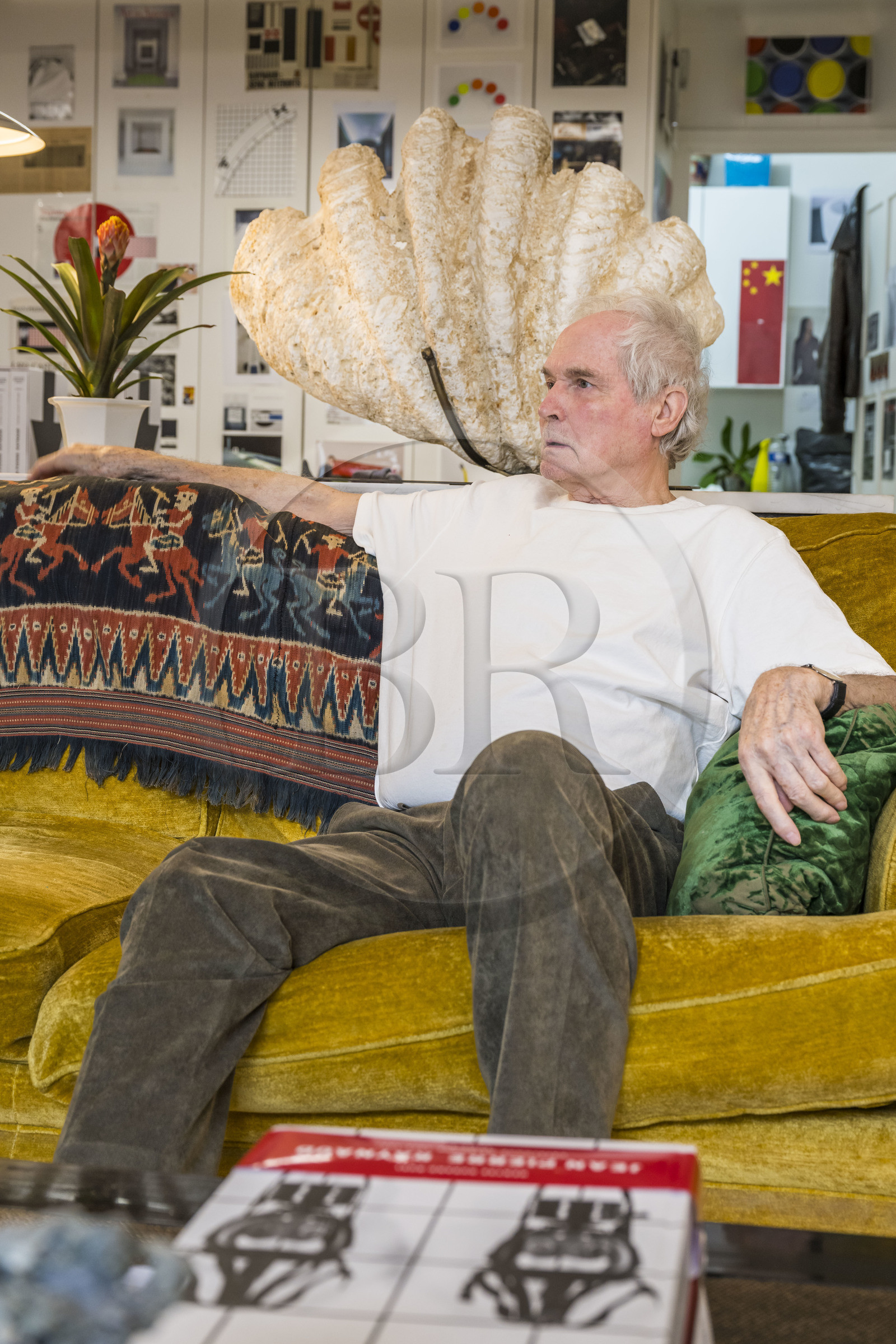 France, Paris, visual artist Jean-Pierre Raynaud in his studio apartment