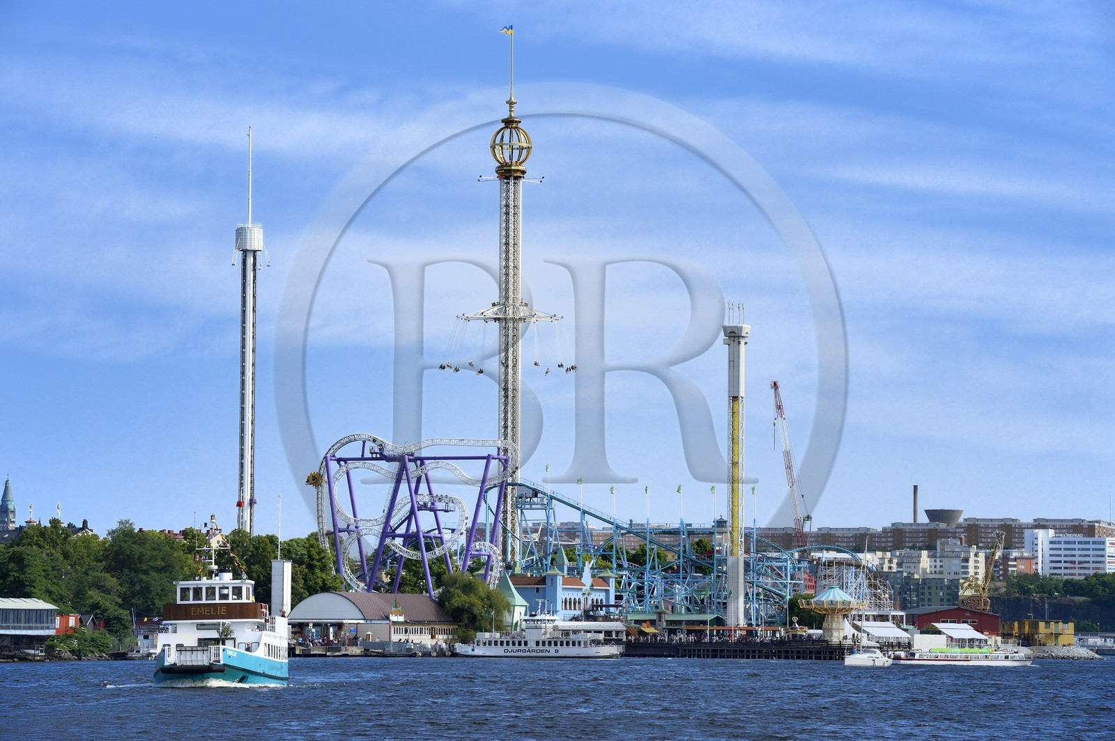 Suède, Stockholm, Djurgarden, le parc d'attractions Gröna Lund aux accents de fête foraine
