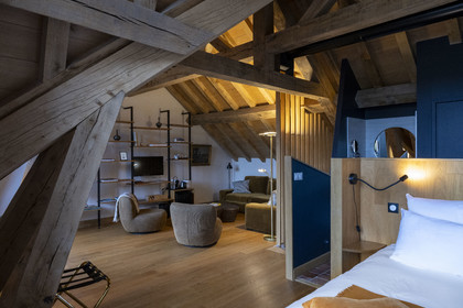 France, Cote d'Or, cultural Landscape of the climates of Burgundy listed as World Heritage by UNESCO, Route des Grands Crus (road of Vintage Wines), vineyard of the Côte de Nuits, Vosne Romanée, La Cuverie de Vosne guest house but also café, restaurant, grocery store and post office