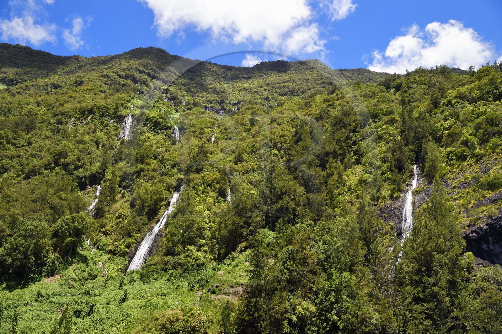 France, Reunion island (French overseas department), Cirque de Salazie, listed as World Heritage by UNESCO, Voile de la Mariée (Veil of the Bride) waterfall