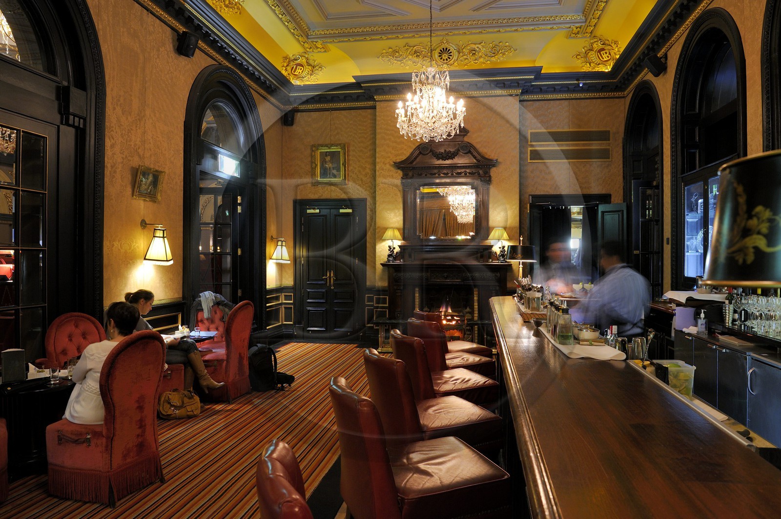 United Kingdom, Northern Ireland, Belfast, The Merchant Hotel bar in a former bank
