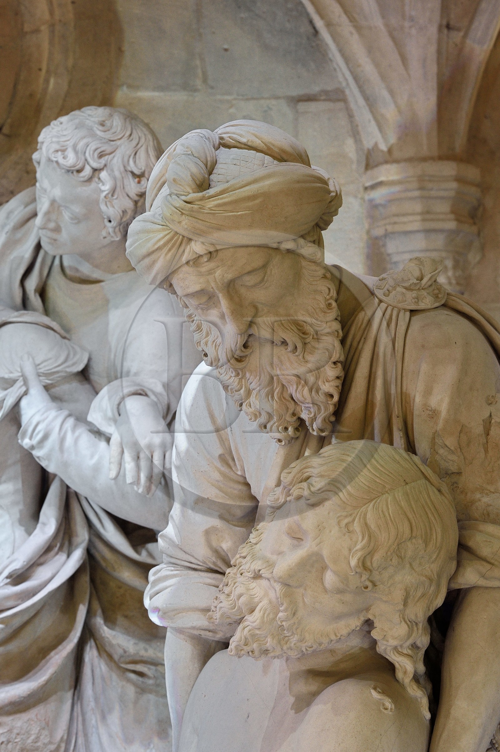 France, Meuse, Saint Mihiel, St. Stephen's Church, the Sepulcher or entombment by the sculptor Ligier Richier (16th century), the dead Christ carried by Nicodemus and Joseph of Arimathea