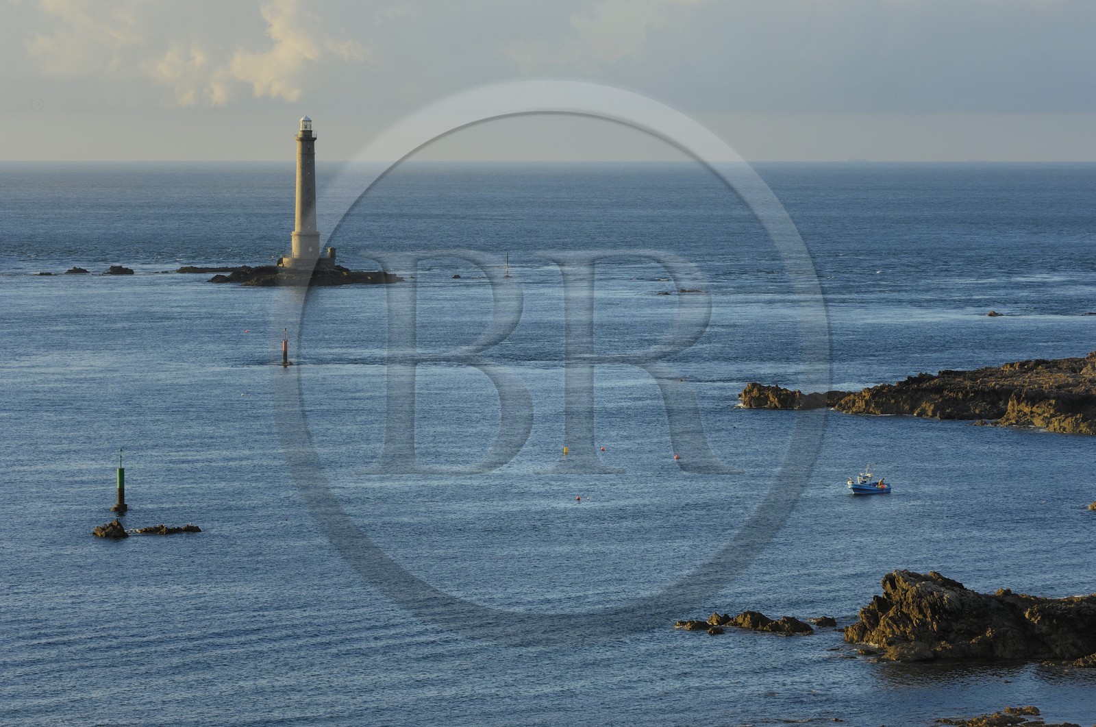 France, Manche, Cotentin, Cap de la Hague, small port of Goury, the lighthouse
