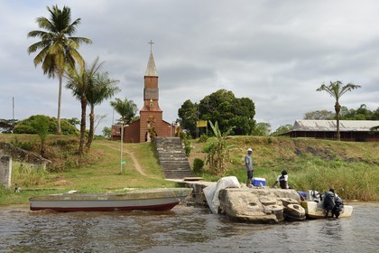 Gabon, Ogooue-Maritime Province, Omboue region, Fernan Vaz (Nkomi) Lagoon, St. Anne's mission church that was built in the workshops of Gustave Eiffel