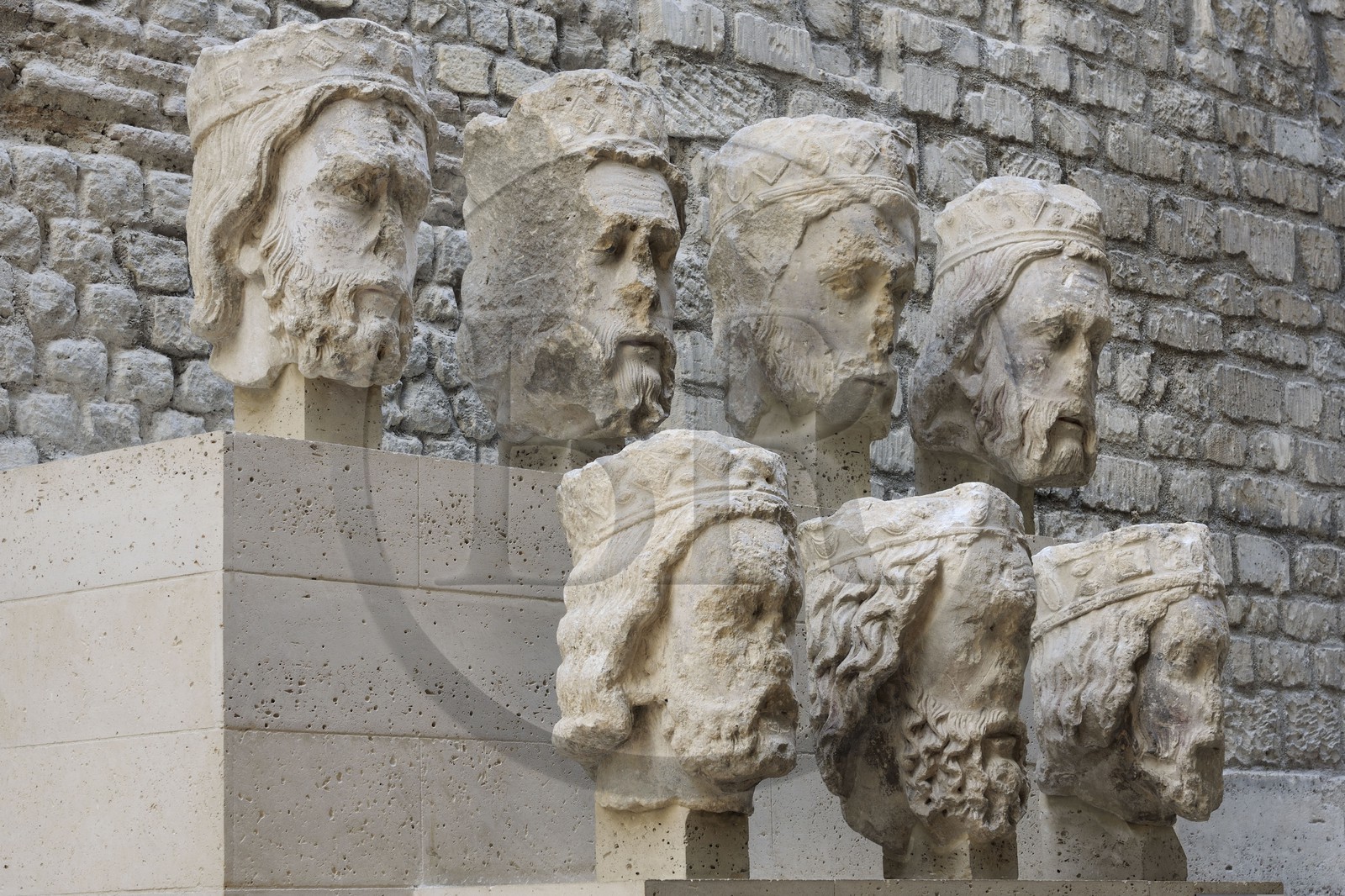 France, Paris (75), musée du Moyen-Age, ancien hôtel de Cluny, têtes des rois de Judas provenant de la Galerie des Rois de Notre-Dame