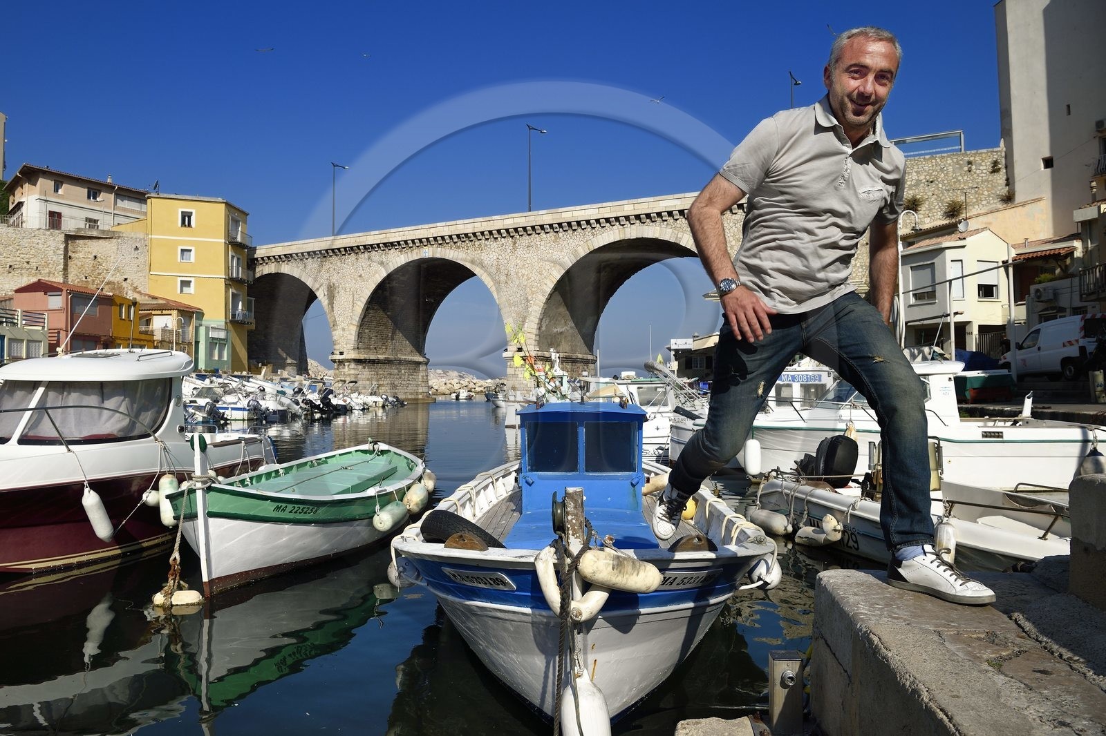 France, Bouches du Rhone, Marseille, Endoume district, Vallon des Auffes, Alexandre Pinna, owner of restaurants Chez Fonfon and Chez Jeannot