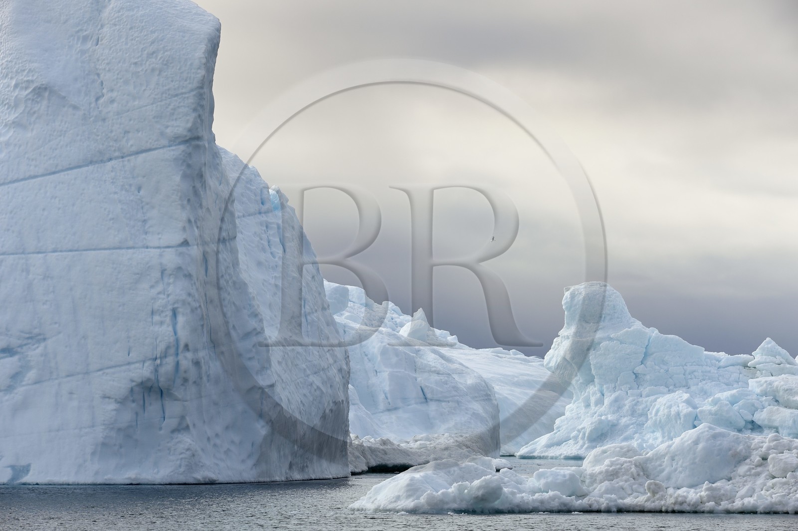 Groenland, cote ouest, baie de Disko, Ilulissat, fjord glacé classé Patrimoine Mondial de l'UNESCO qui est l’embouchure maritime du glacier Sermeq Kujalleq