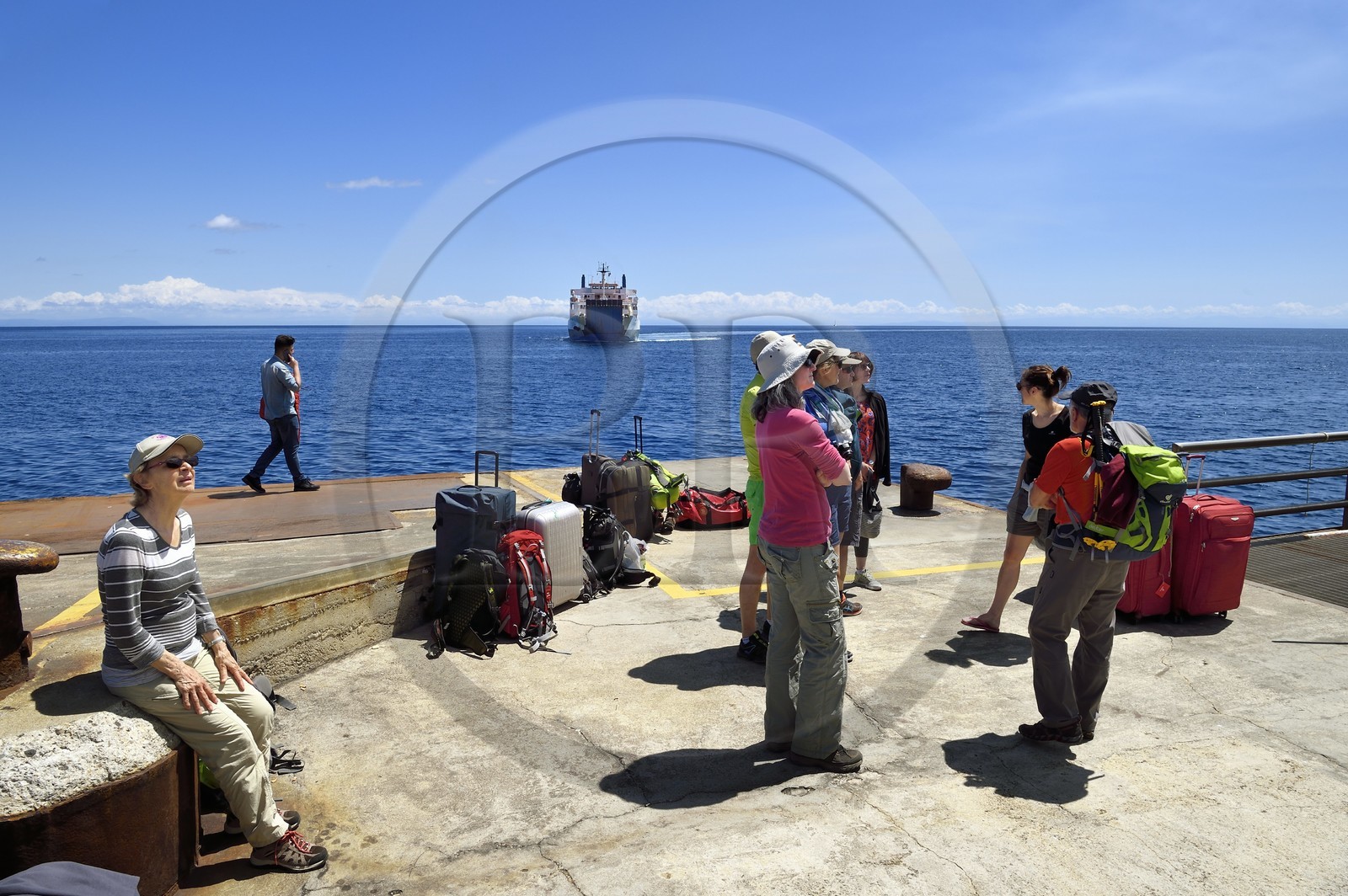 Italy, Sicily, Aeolian Islands, listed as World Heritage by UNESCO, Stromboli island, arrival of the ferry at the port