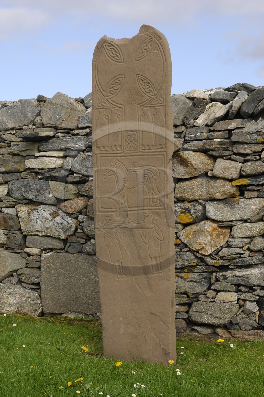 Royaume-Uni, Ecosse, les Shetland, stèle Picte