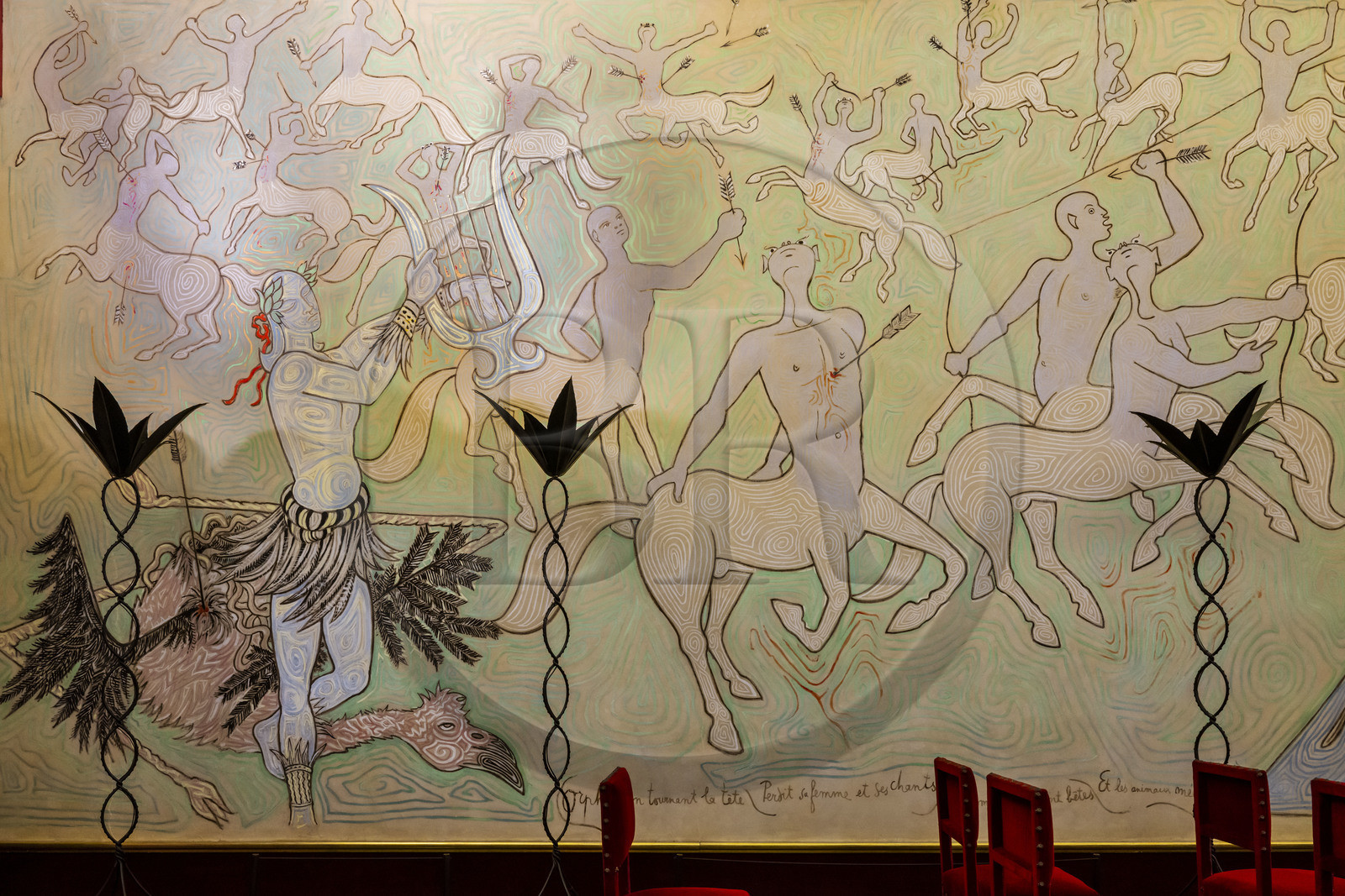 France, Alpes-Maritimes, Menton, the City Hall, the wedding room entirely decorated by Jean Cocteau in 1957