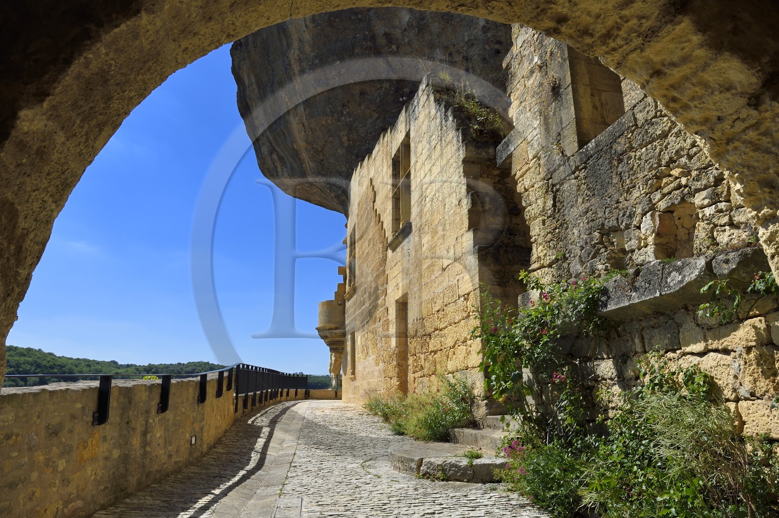 France, Dordogne (24), Périgord Noir, vallée de la Vézère, Les Eyzies-de-Tayac-Sireuil, site classé Patrimoine Mondial de l'UNESCO, la falaise et l'ancien Chateau de Tayac des barons de Beynac