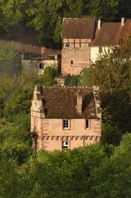 France, Bas-Rhin, Parc regional des Vosges du nord (Northern Vosges Regional Natural Park), La Petite Pierre, Renaissance style house of guard called Maison des Paiens (House of the Pagans) built in 1534