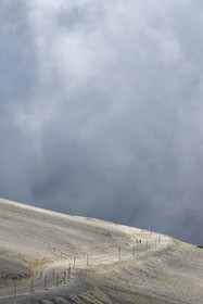 France, Vaucluse (84), Parc Naturel Régional du Mont Ventoux, Bedoin, ascension à vélo du Mont Ventoux par la route D974 sur le versant sud vers le sommet