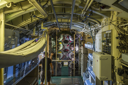 France, Morbihan, Lorient, Lorient La Base, former submarine base built by the Germans during the Second World War, submarine Flore S645 in service from 1964 to 1989 and its museum