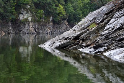 France, Cantal (15), Gorges de la Truyère, Chaliers, la rivière Truyère en amont du viaduc de Garabit