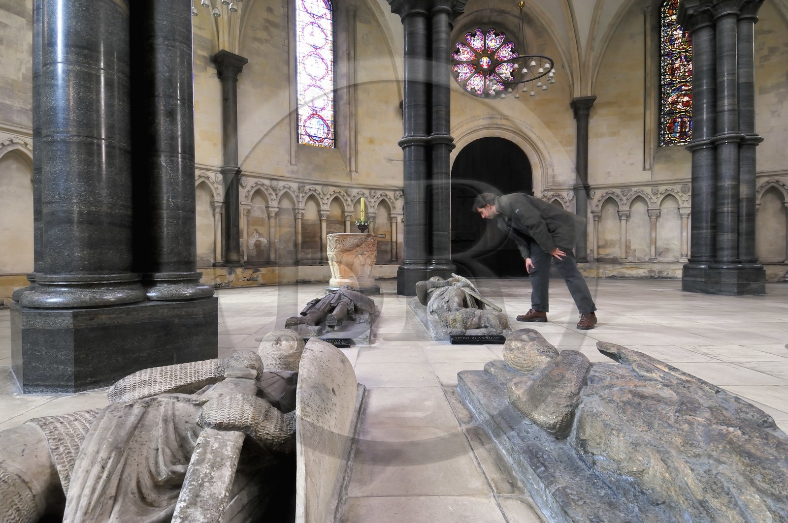 Royaume-Uni, Angleterre, Londres, Temple Church, gisants de 9 chevaliers de l'ordre des templiers à l’intérieur de la rotonde