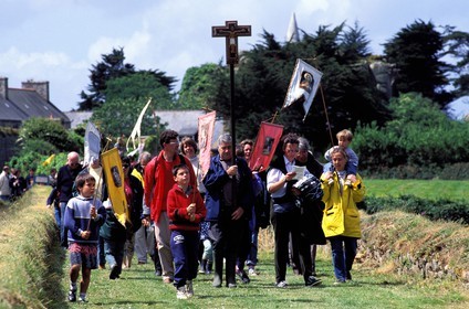 France, Côtes d'Armor, procession of the annual pilgrimage on the island of Saint Gildas