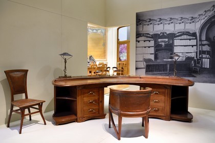 France, Paris, Orsay museum, Art Nouveau furniture, desk and armchair circa 1899 by Henry Van de Velde