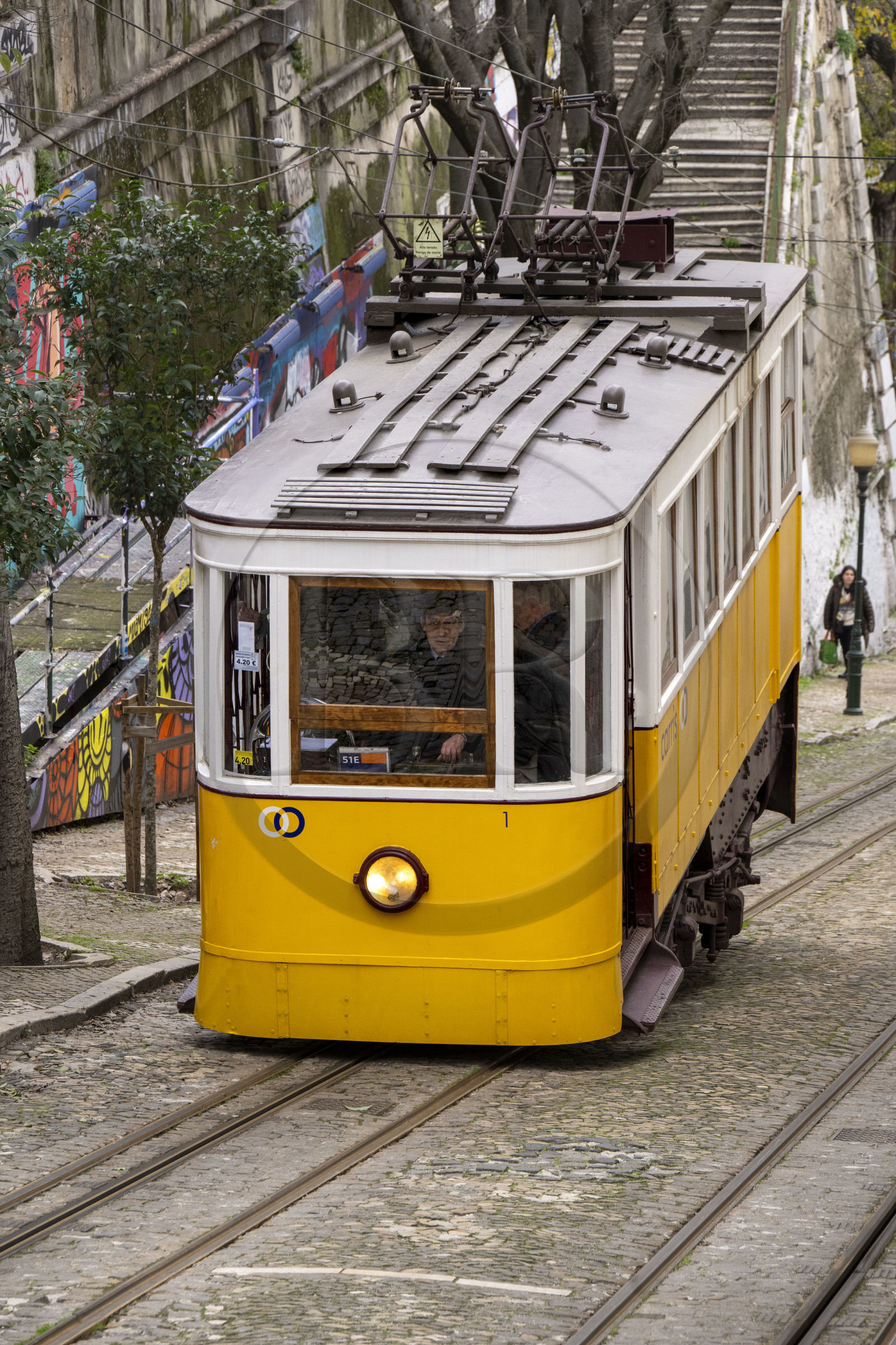 Portugal, Lisbon, Bairro Alto district, Elevador da Gloria, funicular