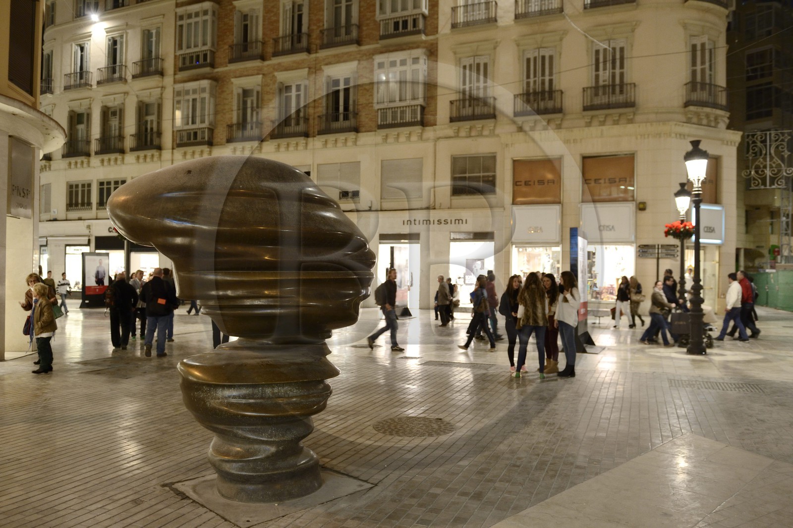 Spain, Andalusia, Malaga, the main street Calle Marques de Larios, sculpture by Tony Cragg