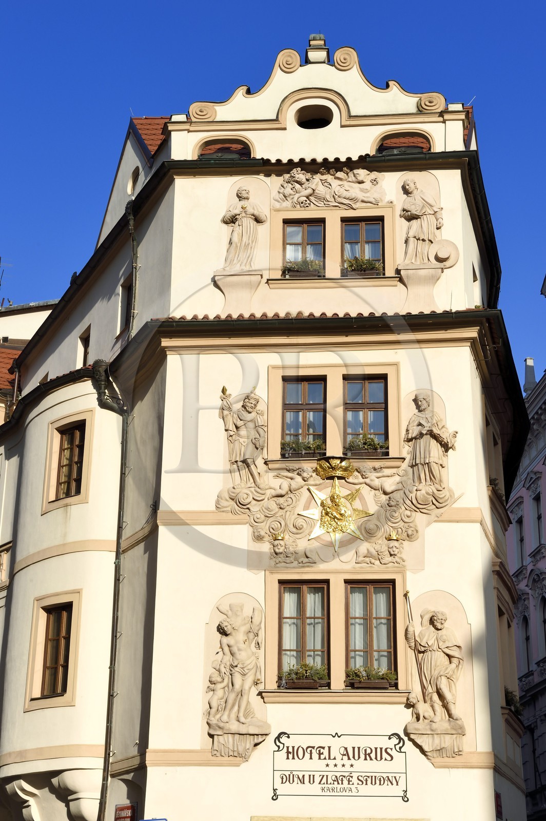 Czech Republic, Prague, historical centre listed as World Heritage by UNESCO, Stare Mesto District, Hotel Aurus facade