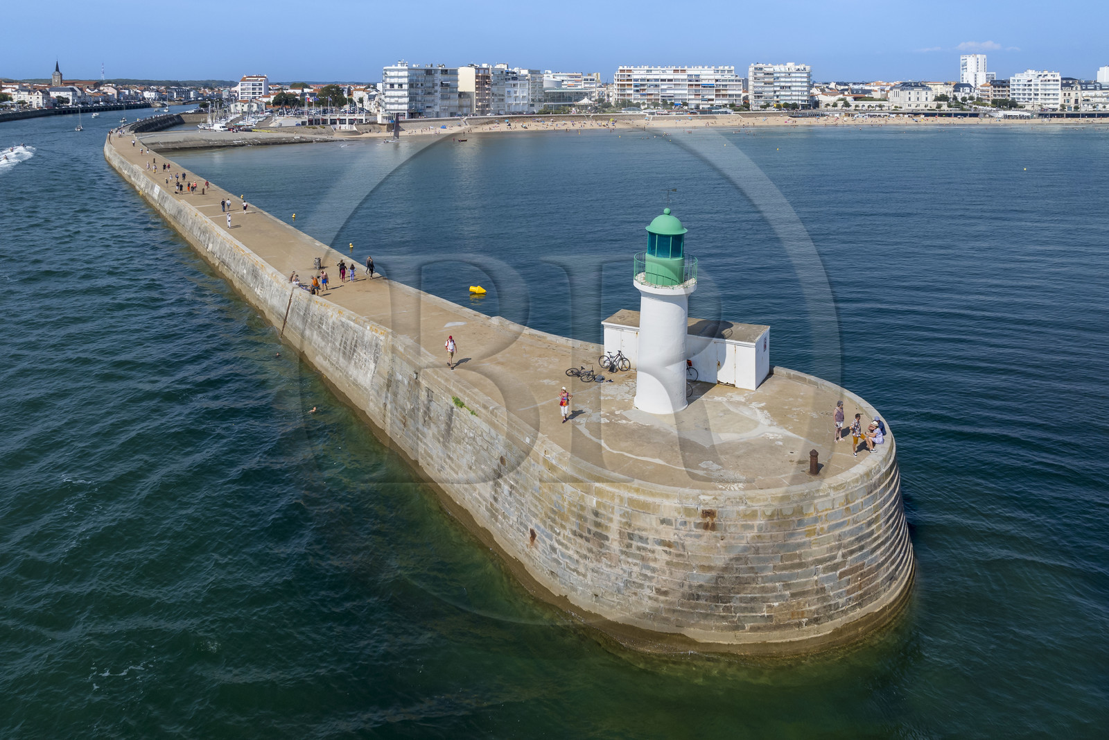 France, Vendee, Les Sables d'Olonne, the channel entrance beacon (aerial view)