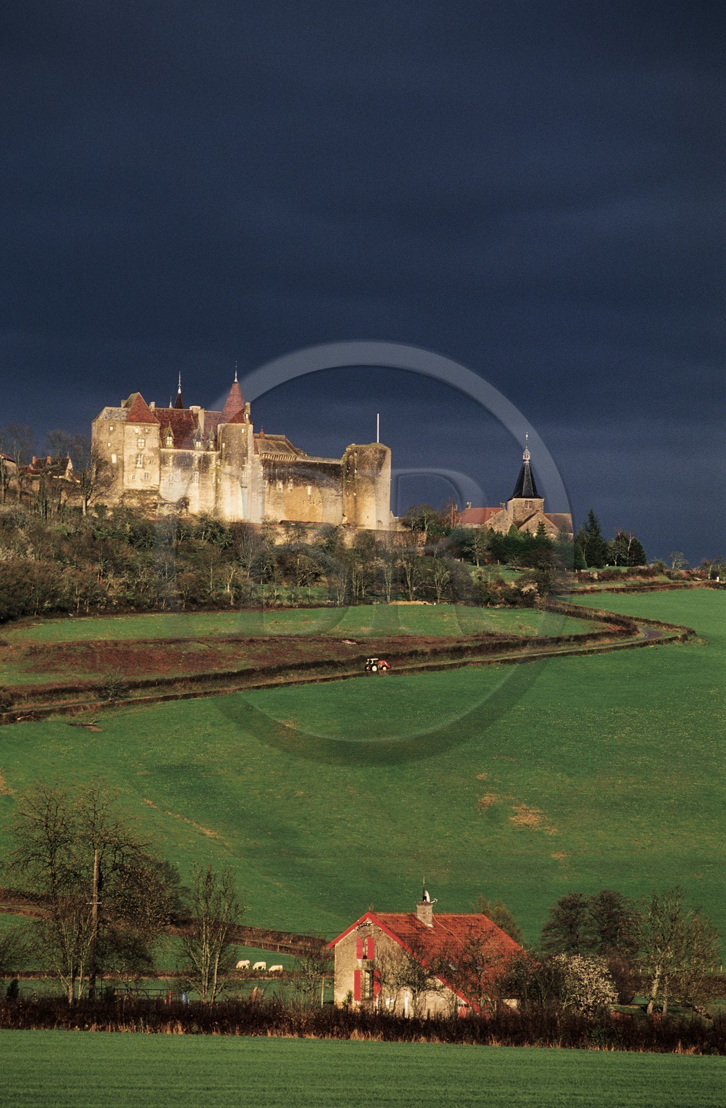 France, Cote d'Or, Chateauneuf en Auxois, Fortified Castle and Perched Village
