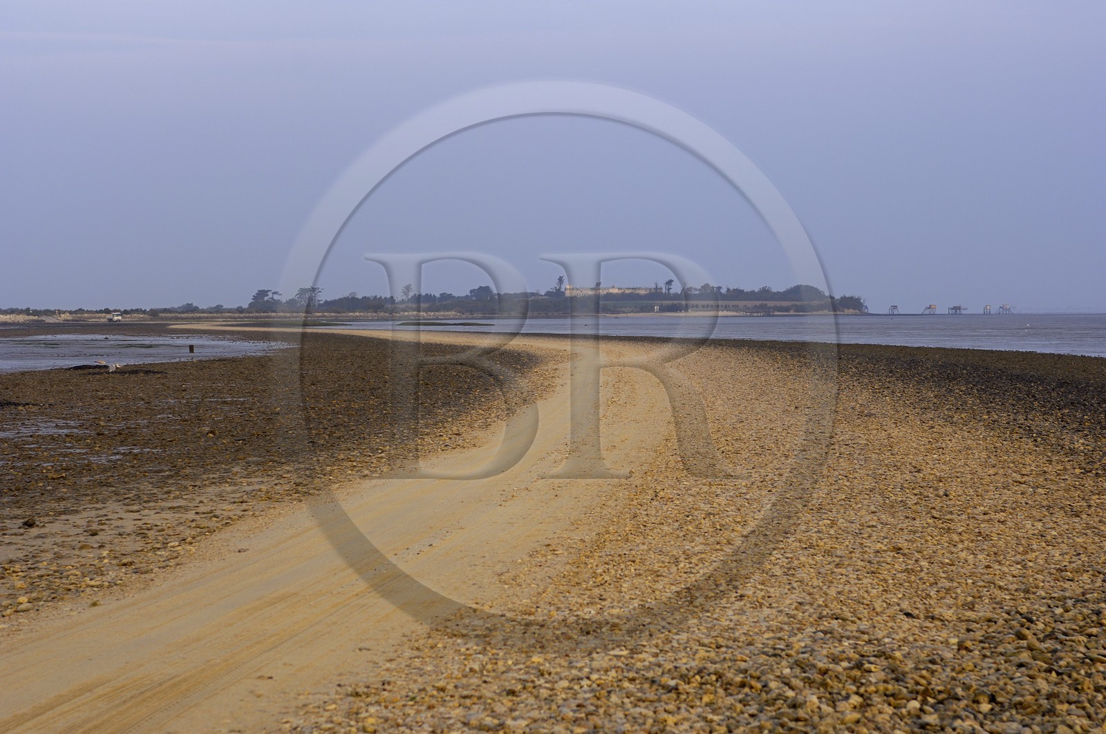 France, Charente-Maritime (17), Ile Madame, la Passe aux Boeufs à marée basse