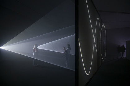 Portugal, Lisbon, Belem district, MAAT (Museum of Art, Architecture and Technology or Museu de Arte, Arquitetura e Tecnologia) on the banks of the Tagus, Rooms exhibition by artist Anthony McCall