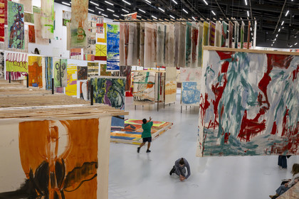 Portugal, Lisbon, Belem district, MAAT (Museum of Art, Architecture and Technology or Museu de Arte, Arquitetura e Tecnologia) on the banks of the Tagus, Disco exhibition by artist Vivian Suter