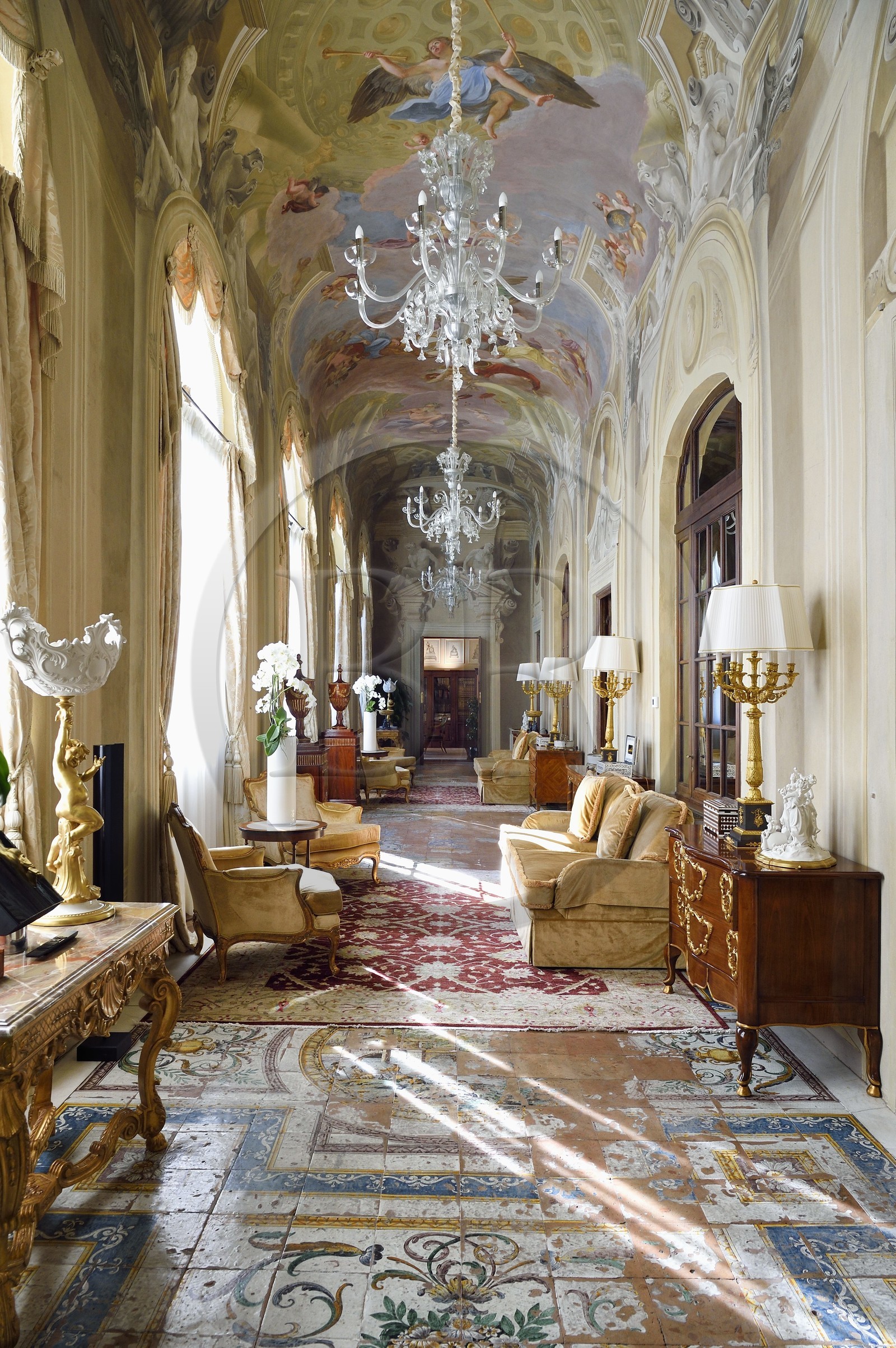 Italie, Toscane, Florence, centre historique classé Patrimoine Mondial de l'UNESCO, Palazzo Della Gherardesca, palace 5 étoiles Four Seasons Hotel Firenze, la suite royale