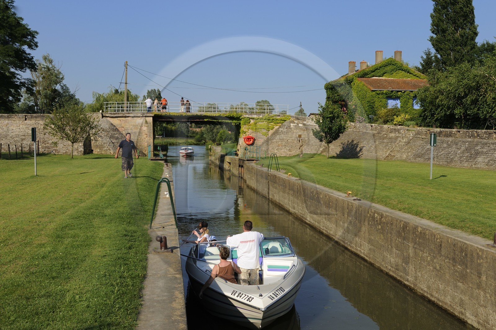 France, Saône et Loire (71), écluse de La Truchère sur la Seille