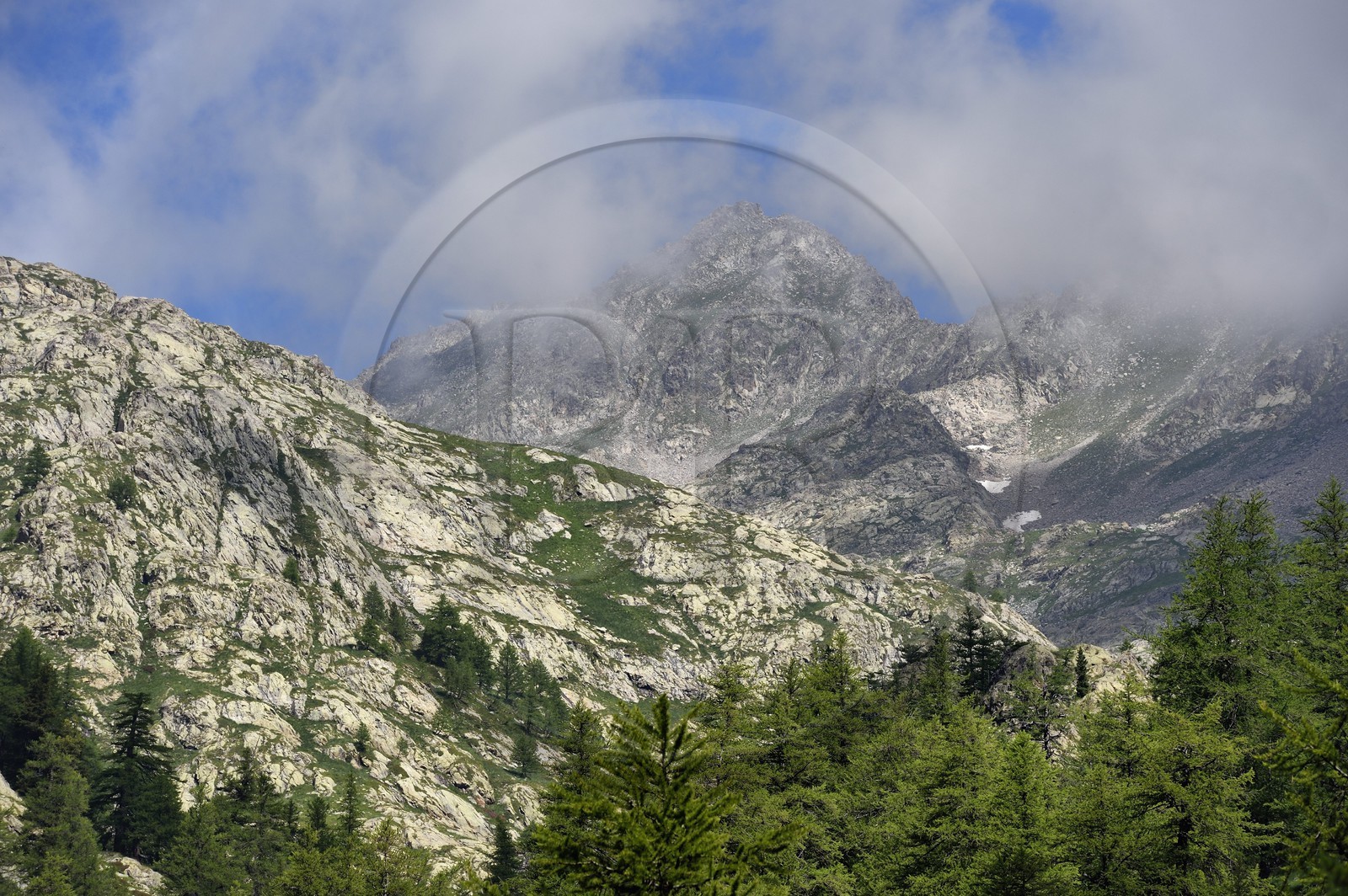 France, Alpes-Maritimes (06), parc national du Mercantour, vallée de la Valmasque, sommets de la haute Valmasque et la cime du Sabion (2610m)