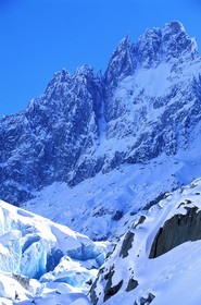 France, Haute Savoie, Chamonix valley, Mer de glace (Sea of ice) in the Vallee Blanche, Mont Blanc