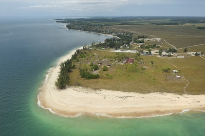 Gabon, Estuaire Province, the Pointe Denis beach facing Libreville on the other side of the estuary of the Gabon (aerial view)