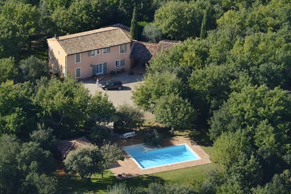 France, Var, Provence Verte (Green Provence), village of Bras next to Saint Maximin, Pierre Becker house (aerial view)