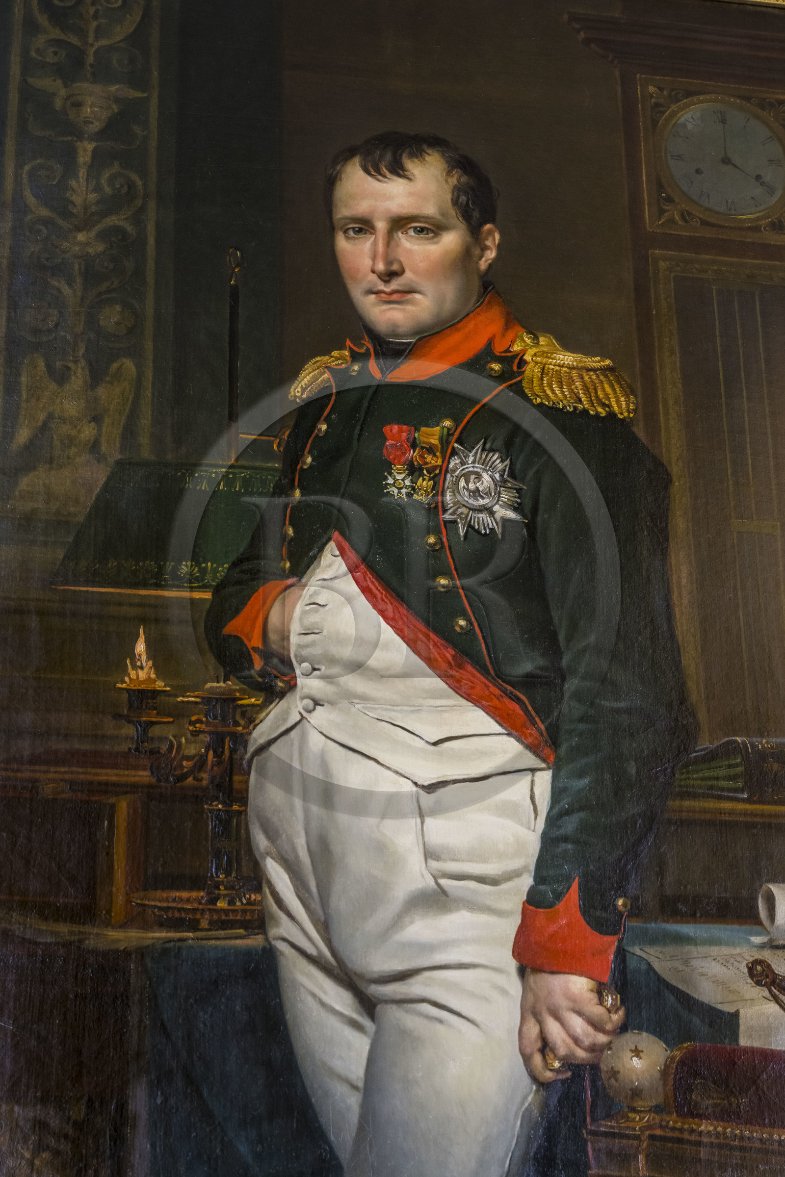 France, Seine-et-Marne, Fontainebleau, castle of Fontainebleau listed as World Heritage by UNESCO, Napoleon I Museum, Napoleon I in his study at 4 a.m. (1812) by the painter Jacques-Louis David (detail)