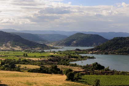 France, Herault, Salagou Lake, fields and vineyard