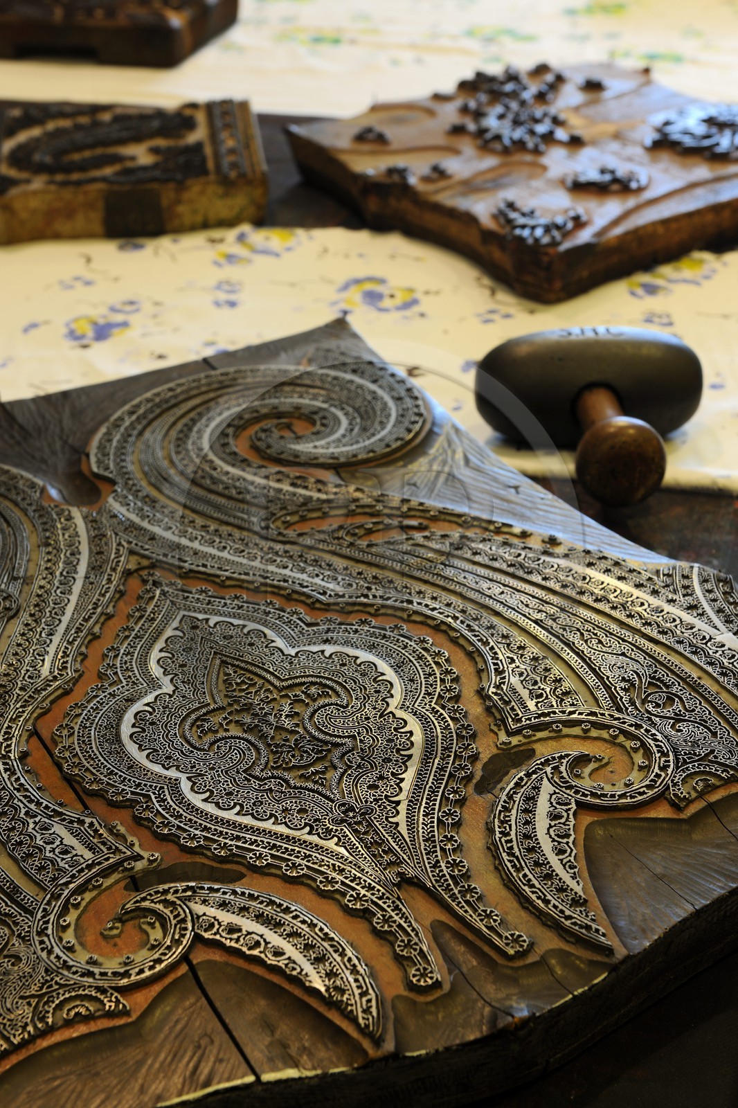 France, Haut Rhin, Mulhouse, musee de l'Impression sur etoffes (Museum of Printed Textiles), inside the printing workshop