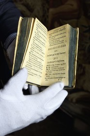 France, Aisne, Château-Thierry, Jean de La Fontaine Museum - city of Chateau-Thierry,  La Fontaine's Fables book, Claude Barbin Denys Thierry non illustrated edition, circa 1668, in-12, the Death and the Unhappy Man double fable XV of book I linked to the Death and the Woodcutter fable XVI of book I